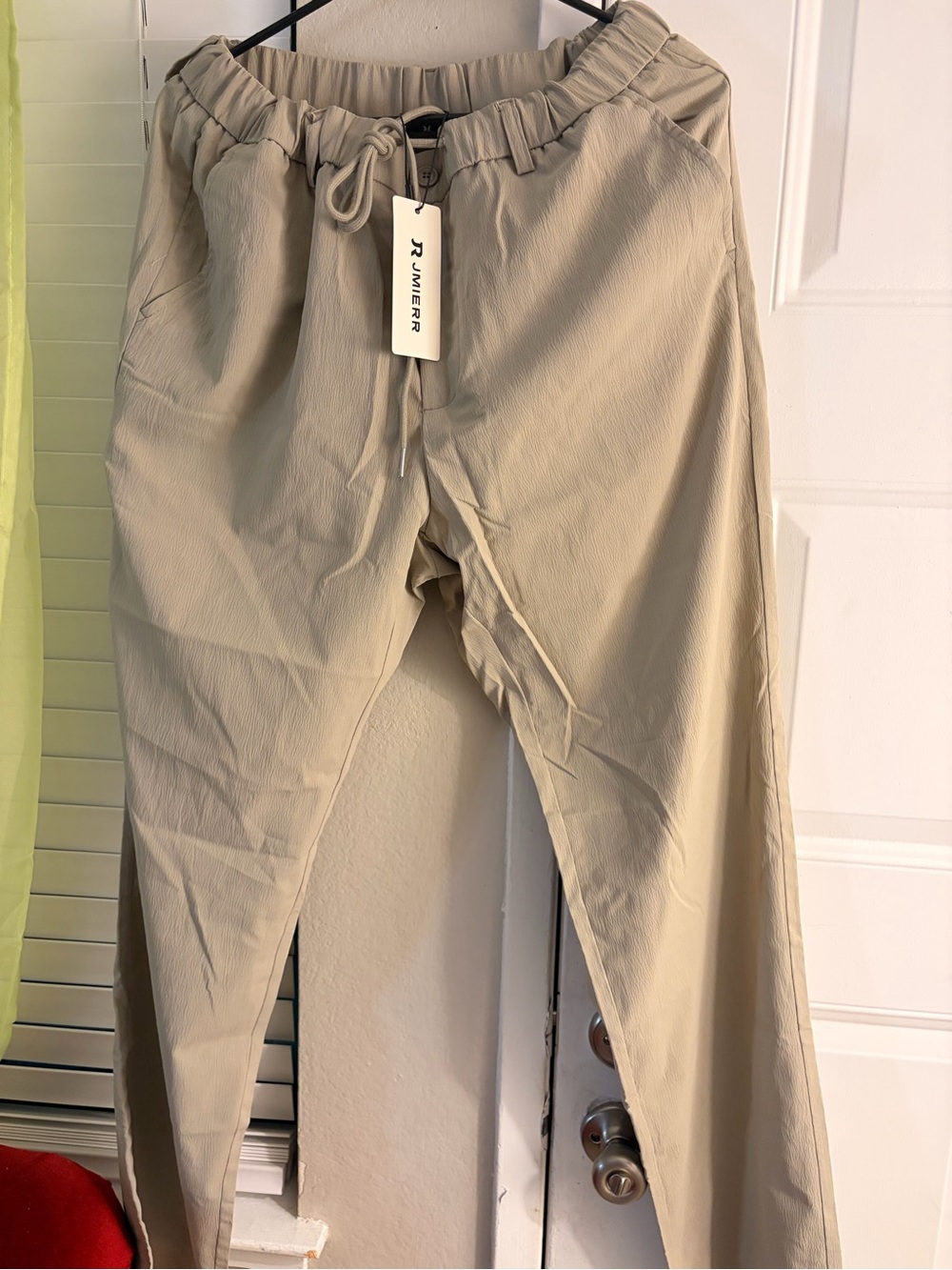 Jmifer Men's Elastic Drawstring Chinos — Beige
